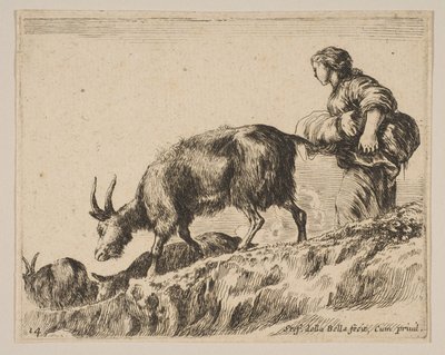 Tafel 14: Schäferin hütet Ziegen, ca. 1641 von Stefano della Bella
