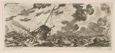 Tafel 6: Drei Schiffe in einem Sturm, aus Verschiedene Einschiffungen Divers embarquements, ca. 1646-47 von Stefano della Bella