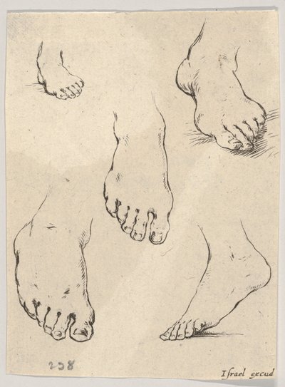 Tafel 7: Fünf Füße, aus Das Buch zum Zeichnen lernen Livre pour apprendre à dessiner, ca. 1649 von Stefano della Bella