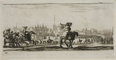 Tafel Zwölf aus Zeichnungen verschiedener Bewegungen von Soldaten von Stefano della Bella