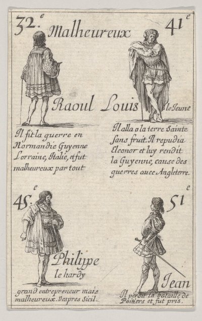 Raoul ... Louis der Jüngere..., aus Das Spiel der Könige von Frankreich Jeu des Rois de France, 1644 von Stefano della Bella