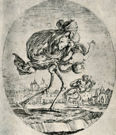 Reproduktion eines Radierung aus dem Set von fünf Todesfällen, von Stefano della Bella, 1906 von Stefano della Bella