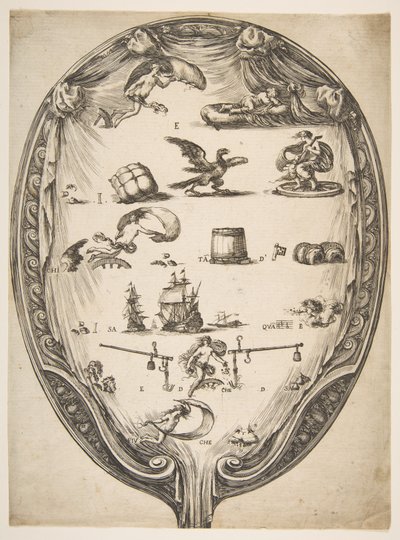 Schirm mit Rebus des Glücks, ca. 1639 von Stefano della Bella
