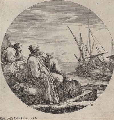 Hafen mit zwei türkischen Kaufleuten, 1656 von Stefano della Bella