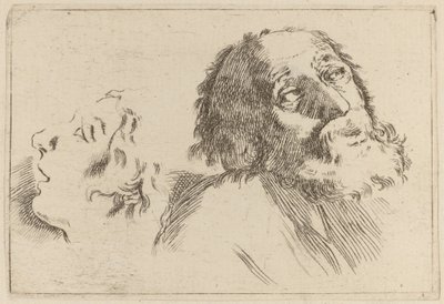 Studie von Köpfen, einer nach rechts und der andere nach links gedreht von Stefano della Bella