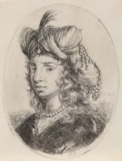 Sultanin mit Perlen geschmückt, nach links gewandt, 1649-1650 von Stefano della Bella