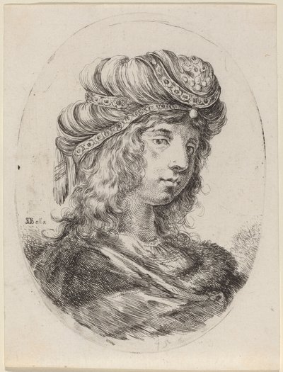Sultanin mit gestreiftem Turban, nach rechts gewandt von Stefano della Bella