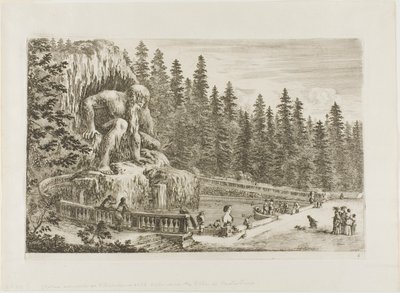 Die kolossale Statue der Apenninen, aus Ansichten der Villa di Pratolino von Stefano della Bella