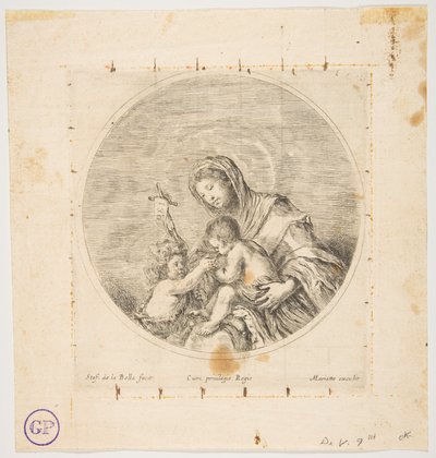 Die Jungfrau und das Kind mit dem heiligen Johannes, eine runde Komposition, ca. 1641 von Stefano della Bella