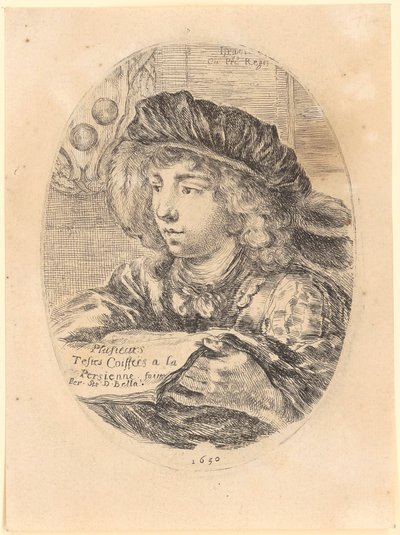 Titelblatt der Folge "Mehrere Köpfe nach Art der Perser frisiert" von Stefano della Bella
