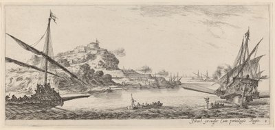Zwei Galeeren und ihre Boote, um oder vor 1647 von Stefano della Bella