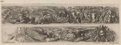 Zwei Zierbänder mit angeketteten Leoparden und Adlern, wahrscheinlich 1648 von Stefano della Bella