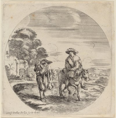 Zwei Bauern auf Reisen in einer Landschaft von Stefano della Bella