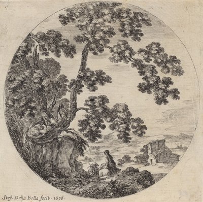 Zwei Reisende an einer alten Eiche vorbeigehend, 1656 von Stefano della Bella