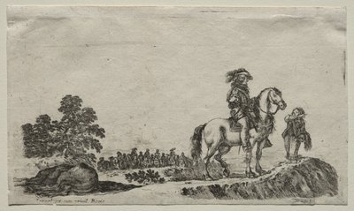 Verschiedene Figuren und Landschaften: Ein verlorener Reiter fragt nach dem Weg von Stefano della Bella