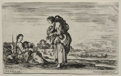 Verschiedene Figuren und Landschaften: Zwei Mütter unterhalten sich von Stefano della Bella