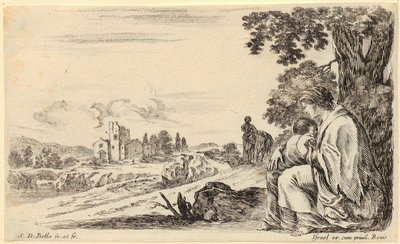 Verirrter Reiter fragt nach dem Weg, Blatt 4 der Folge "Verschiedene Figuren und Länder" von Stefano della Bella