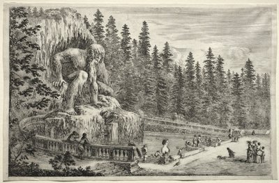 Ansichten der Villa von Pratolino: Kolossale Statue der Apenninen von Stefano della Bella