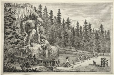 Ansichten der Villa von Pratolino: Kolossale Statue der Apenninen von Stefano della Bella