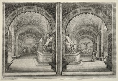 Ansichten der Villa von Pratolino: Zwei Ansichten der Grotte von Stefano della Bella