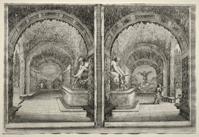 Ansichten der Villa von Pratolino: Zwei Ansichten der Grotte von Stefano della Bella