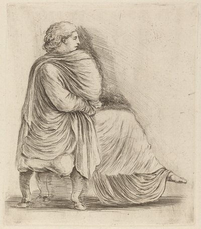 Frau auf einem Hocker sitzend von Stefano della Bella