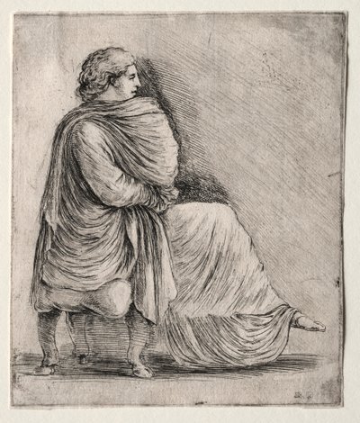 Frau auf einem Hocker sitzend, um 1620er-1630er von Stefano della Bella