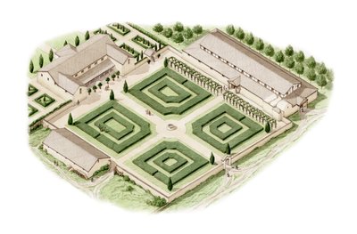 Brading Römische Villa, Isle of Wight, ca. 350-400 (Tinte und Aquarell) von Stephen Conlin