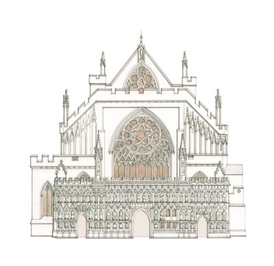Die Westfassade der Kathedrale von Exeter, Devon (gezeichnet 2002) von Stephen Conlin