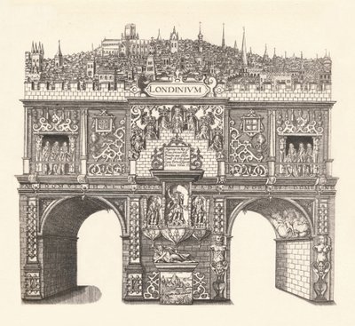 Triumphbogen errichtet zu Ehren des Einzugs und Durchgangs von König James durch London, 1604 von Stephen Harrison