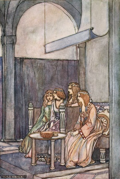 Dort saßen die drei Jungfrauen mit der Königin, ca. 1910 von Stephen Reid
