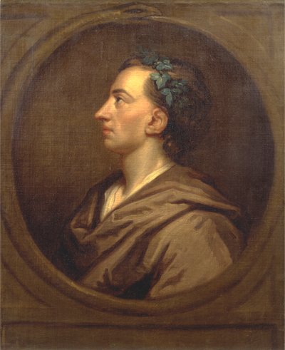 Alexander Pope Profil, mit Efeu gekrönt von Studio of Sir Godfrey Kneller