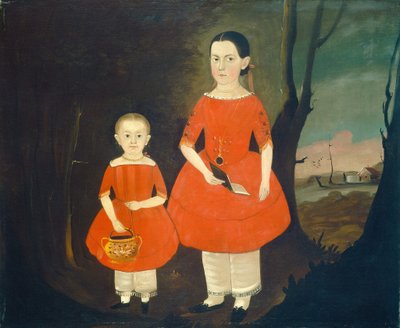 Schwestern in Rot, um 1840-1850 von Sturtevant J. Hamblin