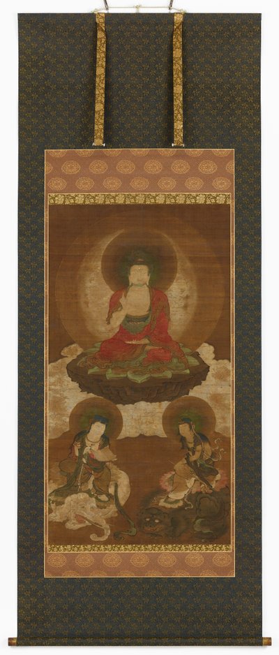 Buddhistische Triade: Sakyamuni, Manjusri und Samantabhadra, Edo-Periode, Mitte 17. bis Anfang 18. Jahrhundert von Sumiyoshi Gukei