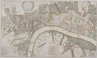 Karte von Westminster, der City of London, Southwark und Umgebung, 1739 von Sutton Nicholls