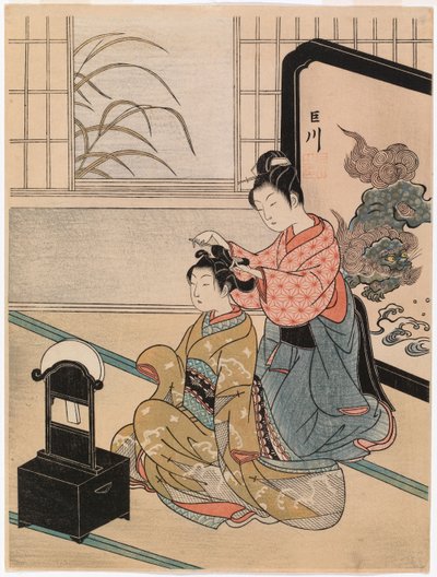 Herbstmond im Spiegel von Suzuki Harunobu