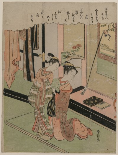 Buschklee aus der Serie Schönheiten der schwebenden Welt, verglichen mit Blumen, späte 1760er Jahre von Suzuki Harunobu