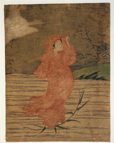 Nahaufnahme des Gemäldes einer Frau von Suzuki Harunobu