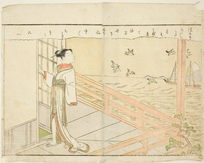 Doppelseitige Illustration aus Bd. 2 von "Bilderbuch der Frühlingsbrokate (Ehon haru no nishiki)" von Suzuki Harunobu