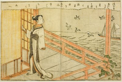 Doppelseitige Illustration aus Bd. 2 von "Bilderbuch der Frühlingsbrokate (Ehon haru no nishiki)" von Suzuki Harunobu