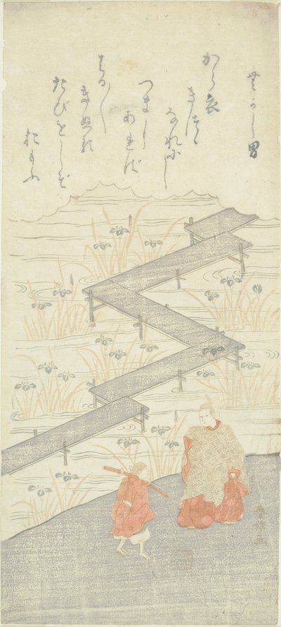 Acht-Plattform-Brücke (Yatsuhashi), aus der "Geschichte von Ise (Ise Monogatari)" von Suzuki Harunobu
