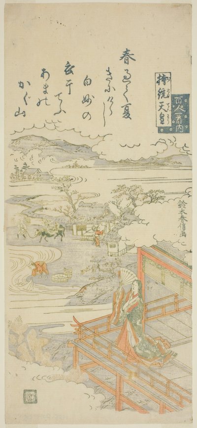 Kaiserin Jito (Jito Tenno), aus der Serie "Hundert Gedichte von hundert Dichtern (Hyakunin isshu no uchi)" von Suzuki Harunobu