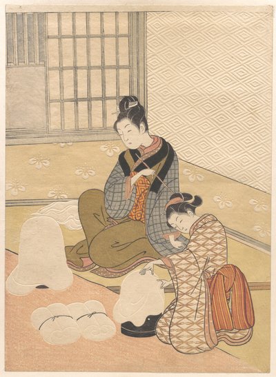 Abendschnee auf dem Heizkörper von Suzuki Harunobu