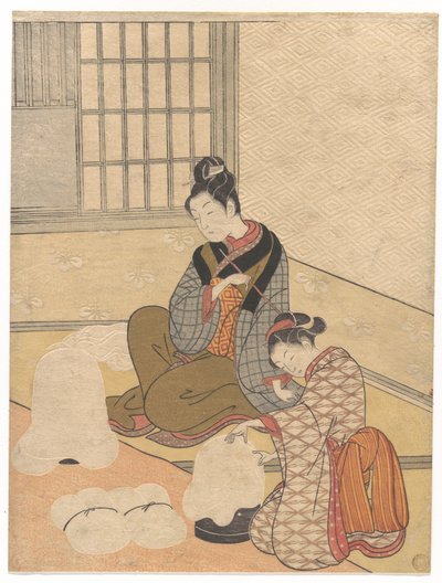 Abendschnee auf dem Nurioke, aus der Serie Acht Salonansichten von Suzuki Harunobu