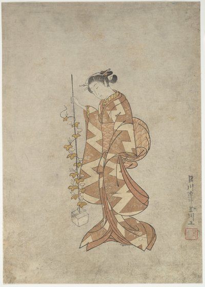 Moderne Darstellung der Dichterin Kaga no Chiyo von Suzuki Harunobu