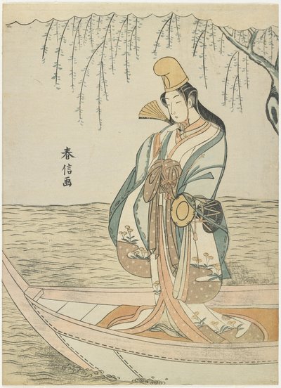 Frau in einem Asazuma-Boot in der Gestalt von Shirabyoshi, ca. 1767 von Suzuki Harunobu