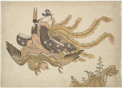 Junge Frau auf einem Phönix von Suzuki Harunobu
