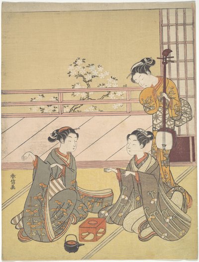 Junge Frauen beim Kitsune-ken (Fuchsspiel) von Suzuki Harunobu