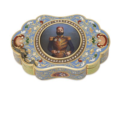 Goldene Schatulle mit emailliertem Porträt von Vizekönig Abbas I. von Ägypten, ca. 1820 (Gold, Emaille & Diamanten) von Swiss School