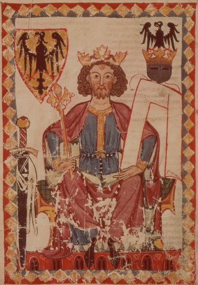MS. Pal. germ. 848 König Heinrich, Illustration aus dem Manesse Codex, einer Sammlung höfischer Liebeslieder, wahrscheinlich aus Zürich, ca. 1300-20 von Swiss School